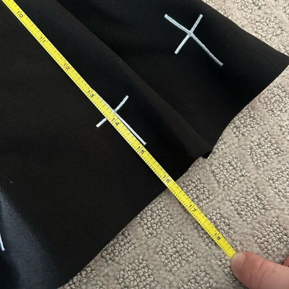 XMM Black Midi Skirt Skort White Crosses Knit Womens Size 1 Goth Retro Gothic - Picture 9 of 9